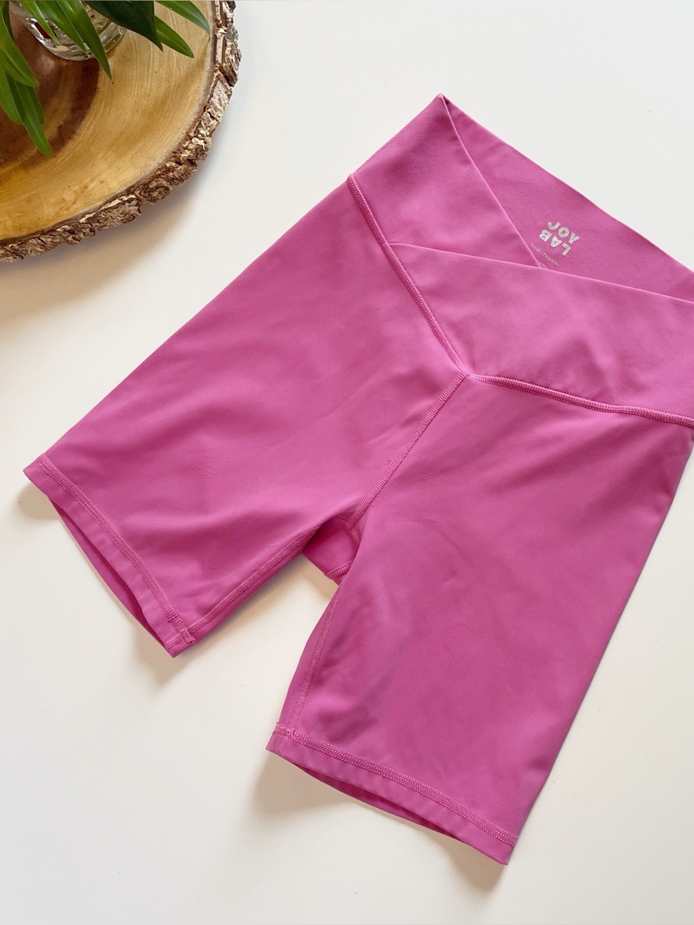 Joy Lab Pink High Waisted Crossover Bike Shorts | Small